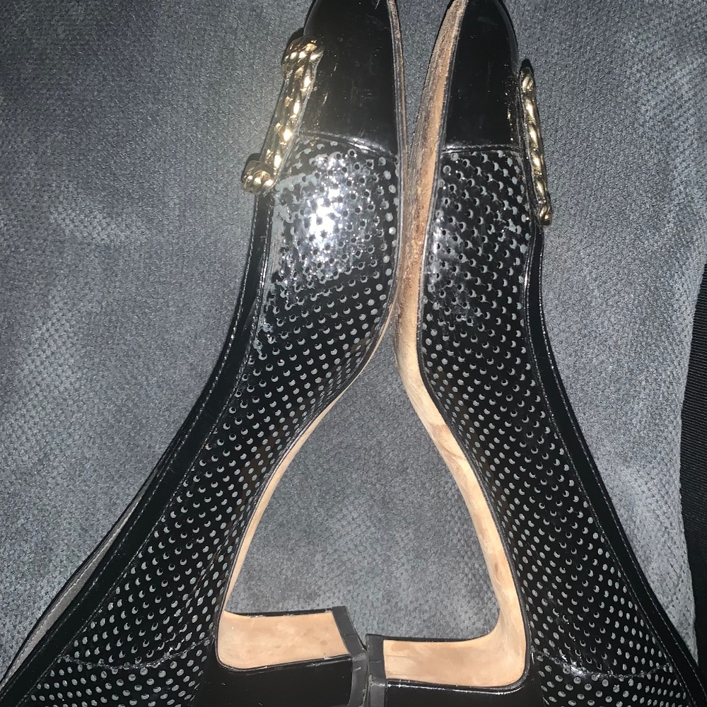 Stuart Weitzman Perforated Patent Pump Chain Buckle